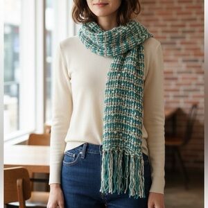Anthropologie MICCO Chunky Long Cozy Open Knit Scarf Wrap